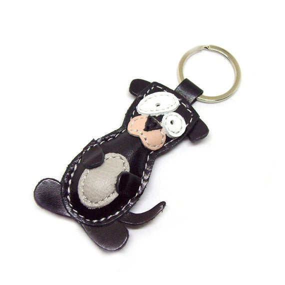 Schlüsselanhänger Hund aus Leder handgemacht schwarz
