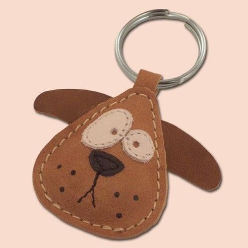 Schlüsselanhänger Hund aus Leder handgemacht braun